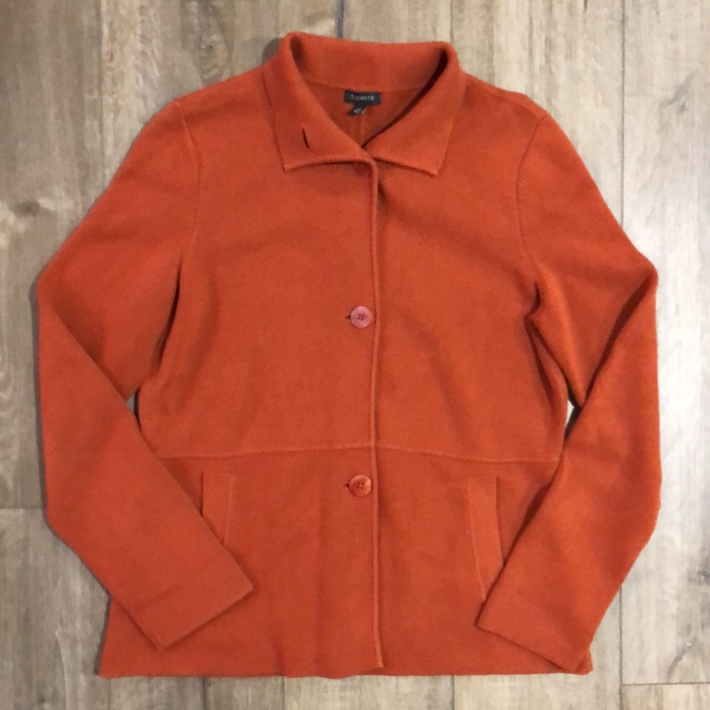 TALBOTS Women's Orange Cardigan Sweater Jacket - Picture 1 of 10